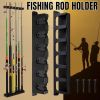 Fishing Rod Rack Vertical Holder Horizontal Wall Mount Boat Pole Stand Storage