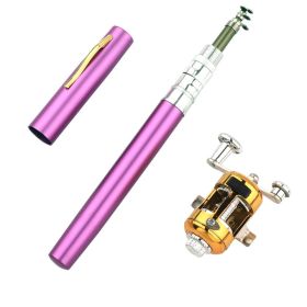 Portable Telescopic Pocket Stream Fishing Rod Ice Rod Sea Fishing Rod 1m Pen Fishing Rod Kit (Option: Purple-1m)