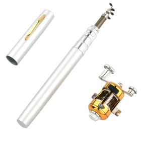 Portable Telescopic Pocket Stream Fishing Rod Ice Rod Sea Fishing Rod 1m Pen Fishing Rod Kit (Option: Silver-1m)