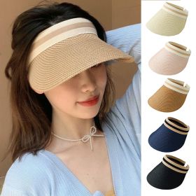 Summer Woman Sun Hats Female Outdoor Visor Caps Hand Made Straw Cap Casual Shade Hat Empty Top Hat Fishing Vacation Beach Caps (Color: Rosa)