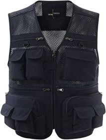 Mens Waistcoat Summer Outdoor Casual Fishing Safari Hiking Vest with Multi-Pocket (size: L)