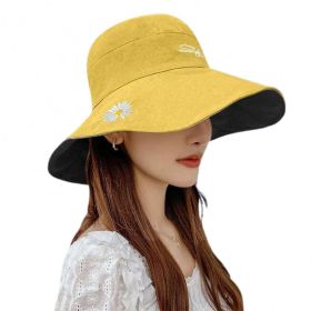 Bucket Hats Women Men Fishing Caps Reversible Double Sided Daisys Embroidery Sun Protection Hat Fisherman Cap (Color: Pink)