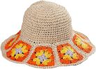 Women's Straw Sun Hat Floral Woven Bucket Hat Fishing Hat Beach Hat Hand Woven Foldable Cap