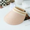 Summer Woman Sun Hats Female Outdoor Visor Caps Hand Made Straw Cap Casual Shade Hat Empty Top Hat Fishing Vacation Beach Caps